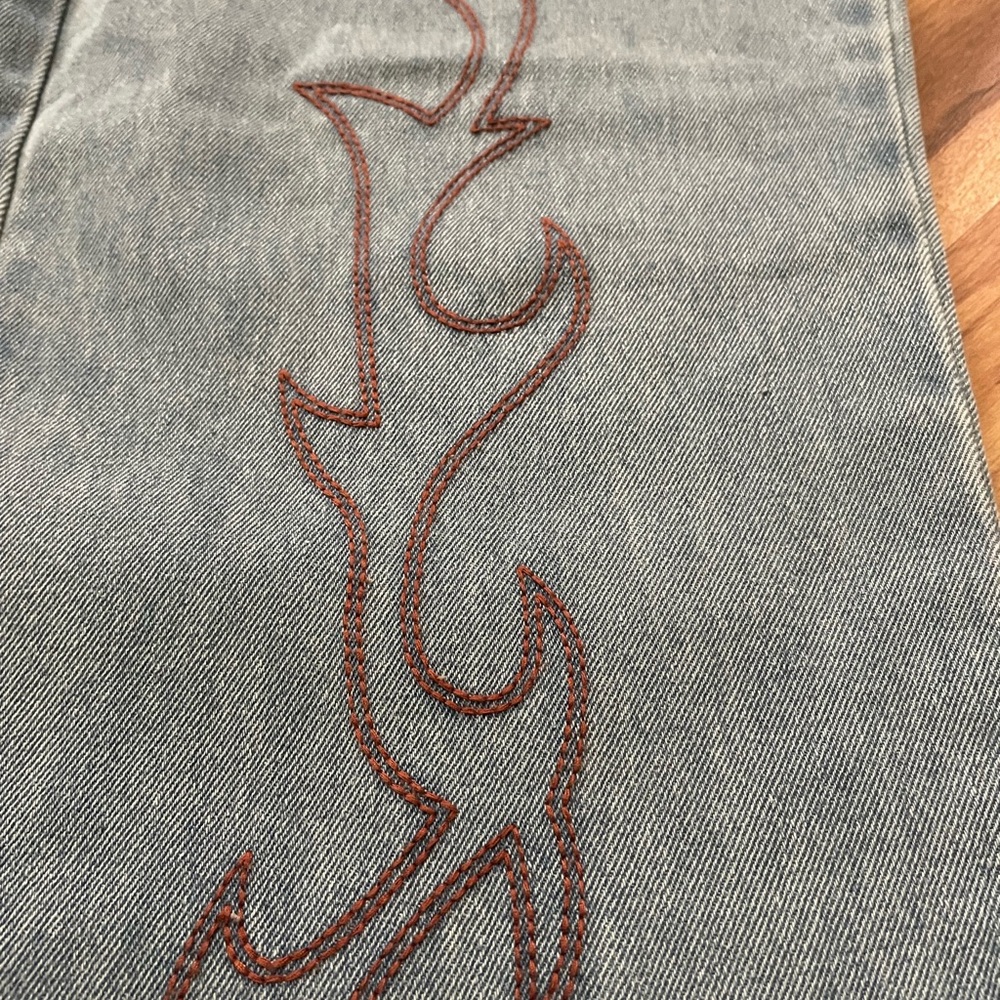 Le Lis Flame Embroidered Baggy Mom Jeans Sz S - Picture 4 of 11